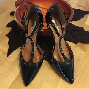 Studded T-Strap Heels